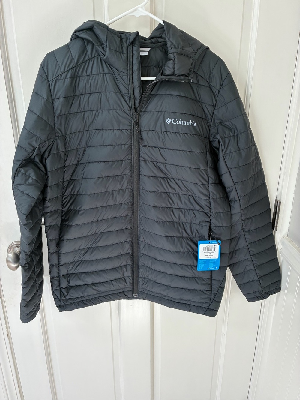 Columbia men’s Black Hooded Packable Lightweight  Puffer Jacket Size Small
